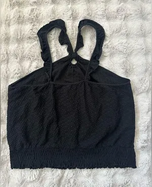 By Anthropologie Marisol Ruffled Halter Blouse black size XL thumbnail 4