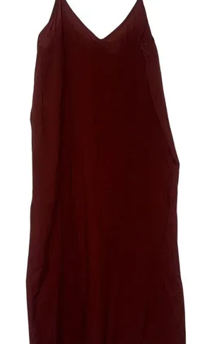 Chic Rusty Burgundy Linen Slip Dress‎ Red Size L thumbnail 1