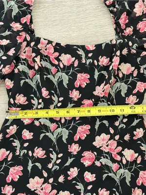 Lush XS Black Floral High Low Ruffle Dress Square Neck Puff Sleeve thumbnail 4