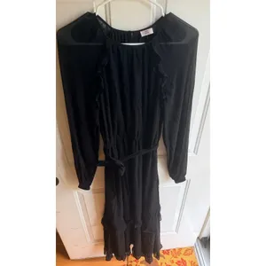 Aritzia x Little Moon Women's Verbena Long Sleeve Chiffon Midi Dress in Black S thumbnail 4