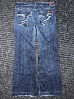 7 For All Mankind Dojo Low Rise Trouser Flare Leg Jeans 28 (30x30) USA Made flaw thumbnail 2