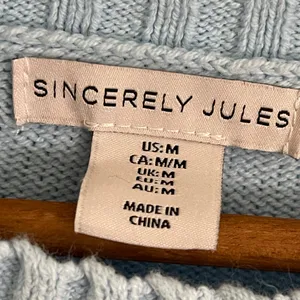 Sincerely Jules OUI Cropped Sweater Size M Baby Blue Pastel Coquette Spell Out thumbnail 9