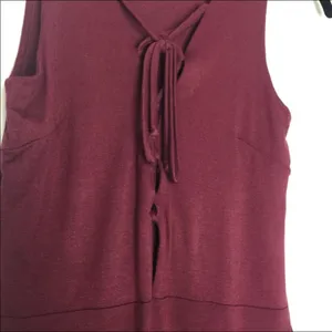 Solemio Maroon Lace Up Snap Bottom Bodysuit Size Small thumbnail 5