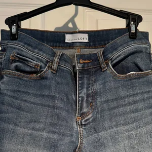 LOFT Blue Jeans with Patterned Cuffs thumbnail 3