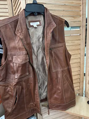 Coldwater Creek Ladies Brown Leather Utility Vest Medium thumbnail 1
