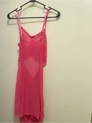 Lingerie Mini Dress S Small Hot Pink Sheer Lace Cutout Midriff Ruched Coquette thumbnail 6