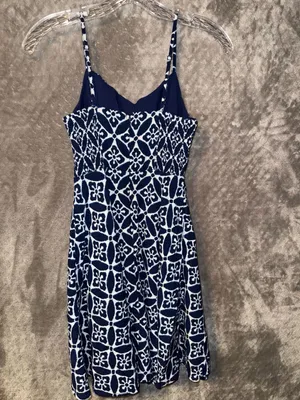 Old Navy Blue and White Geometric Print Sleeveless Dress Size XS thumbnail 4