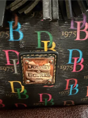 Dooney & Bourke Black Multicolor DB Logo Drawstring Shoulder Bag thumbnail 3