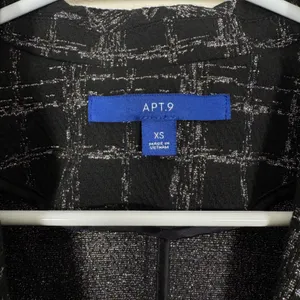 Apt. 9 Black Silver Metallic‎ Plaid Blazer Stretch XS Office Party Festive Holiday Glam thumbnail 4