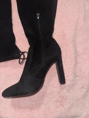 Black suede thigh-high boots  thumbnail 4