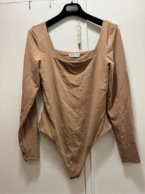 Aritzia Babaton Square Neck Long Sleeve Bodysuit - Taupe Brown Large thumbnail 5