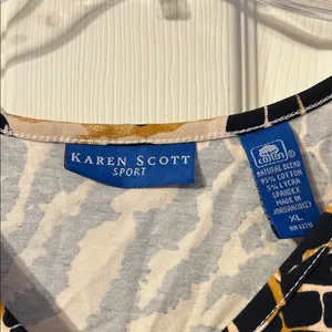 NWT Karen Scott Sport Zebra and Giraffe Print Tank Top - Black Tan XL thumbnail 2