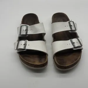 Birkenstock Arizona White Birko-Flor Two Strap Slide Sandals Womens 40 L9 M7 thumbnail 4