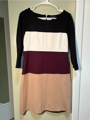White House Black Market Women's‎ Size 6 Colorblock Shift Dress 3/4 Sleeve Ponte thumbnail 4