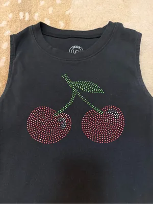 Urban Outfitters Rhinestone cherry black open back tank top women’s size M thumbnail 4