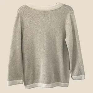 Coldwater‎ Creek Cream Sweater Large Cottagecore Fisherman Neutral Sparkle Knit thumbnail 2