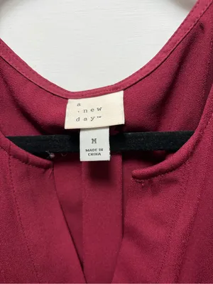 a new day Burgundy Tie-Waist V-Neck Midi Dress thumbnail 2