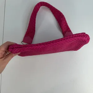 Vtg Y2K The Sak Small Pink Woven Shoulder Bag‎ Silver Zipper Femme Twee Crochet thumbnail 6