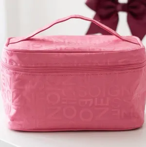 Pink Travel Cosmetic Case - Lightweight Carry Handle thumbnail 1