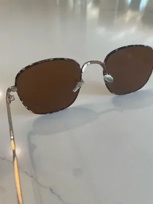 Round Sunglasses with Patterned Tortoiseshell Frame & Brown Lenses thumbnail 6