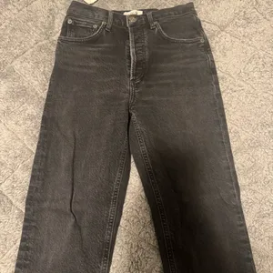 AGOLDE Riley High Rise Straight Crop Jeans Panoramic Washed Black Women's Sz 25 thumbnail 3