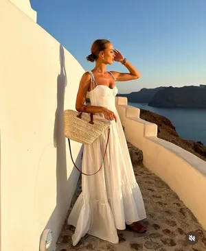 Zara dress maxi poplin ruffle flowy white corset bohemian summer vacation thumbnail 2