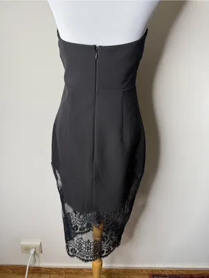 NBD Black Pictute Me Strapless Lace Midi Dress thumbnail 6