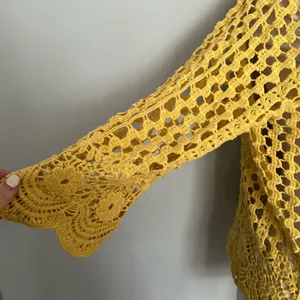Do Everything In Love NEW NWT Yellow Eyelet Crochet Sweater thumbnail 7