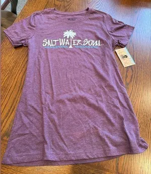 Nwt Womens Maroon Salt Water Soul Tee Shirt Large thumbnail 1