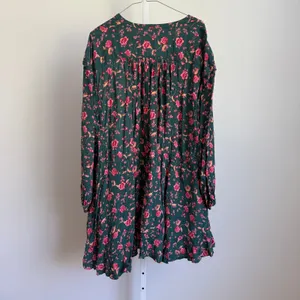 Free People Floral Mini Babydoll Dress Button Front Long Sleeve Green Pink M‎ thumbnail 10