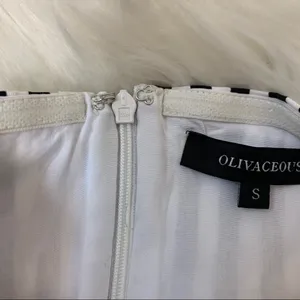Olivaceous black white strapless ruffle dress smal thumbnail 9