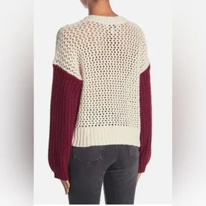 Wildfox Woven Women’s Pinkish Lavendar Cream Sweater Size Large thumbnail 3