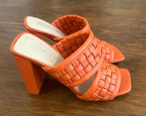 Nasty Gal Orange braided block heel mules thumbnail 1
