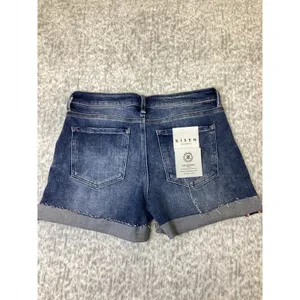 Risen Jeans Cuffed Mid Rise Denim Shorts Medium Wash RDS6459 Size L NWT thumbnail 3