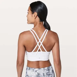 Lululemon‎ Women’s Size 4 Longline Energy Bra White Strappy Gym Yoga Sports Bra thumbnail 6