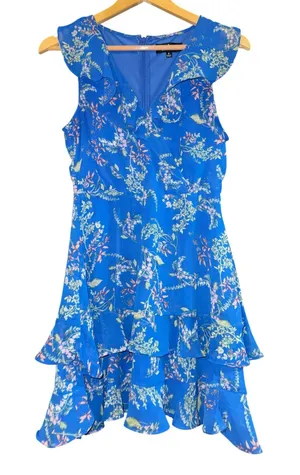 Lulus Floral Ruffle Mini Dress Women's Small Tiered Fairy Garden Wedding Event‎ thumbnail 1