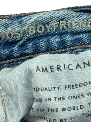 American Eagle 90s Boyfriend Jeans Light Wash Distressed Ripped 00/short thumbnail 7
