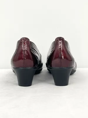 SAS Sonyo Bordo Burgundy Red Patent Leather Slip On Comfort Heels Pumps Women 8M thumbnail 7