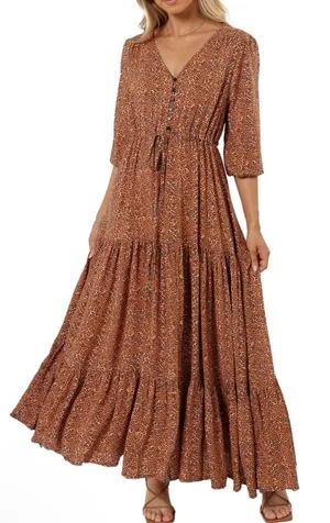 PETAL & PUP Kelda Tiered Maxi Dress XS thumbnail 1