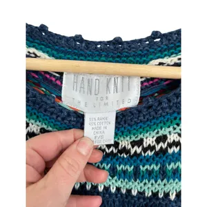 VTG The Limited Hand Knit Ramie Cotton Fair‎ Isle Sweater Sz S thumbnail 6