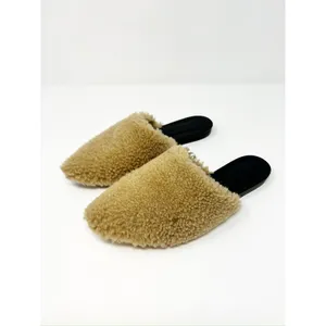 Jenni Kayne Shearling Flat Pointy Toe Mule Slip On Shoe Natural Brown EU 37 thumbnail 3