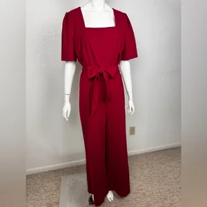 Alex Marie Deep Red Wide-Leg Women's Jumpsuit Size XL. J-18 thumbnail 5