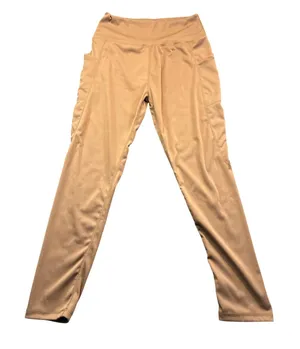 Womens Tan High Waisted Athletic Leggings‎ with Side Pockets Size Large Camel thumbnail 1