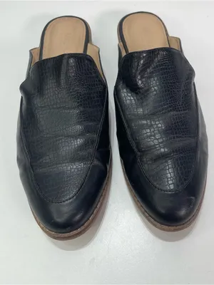 Michael Shannon Mule Loafers Black Leather Croc Embossed Academia Women's 9 .5 thumbnail 2