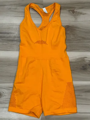 OFFLINE by Aerie Seamless Mesh Shortie Romper Orange Women’s Small thumbnail 1