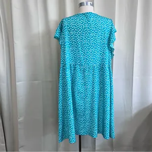 SHEIN Curvy Green Floral Flutter Sleeve Dress thumbnail 4