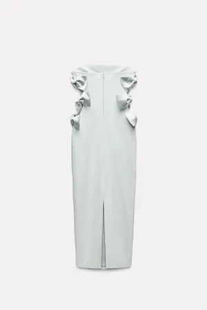 Zara dress midi maxi bodycon strapless bow fitted wedding party cocktail thumbnail 11
