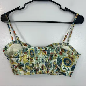 Anthropologie Floral Cropped Embroidered Ruffle Bustier Spaghetti Strap Top XXS thumbnail 8