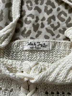 bohemian-style ivory knit halter crop top thumbnail 3