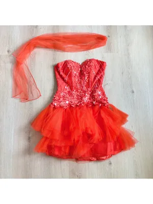 Cinderella Divine NWT Coral Sequin Strapless Sweetheart Neck Tulle Dress 4 thumbnail 10